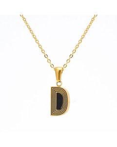 Fashion Striped Letter Stainless Steel Plating Pendant Necklace Colorza