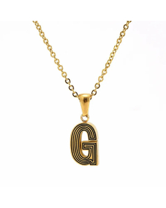 Fashion Striped Letter Stainless Steel Plating Pendant Necklace Colorza