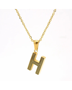 Fashion Striped Letter Stainless Steel Plating Pendant Necklace Colorza