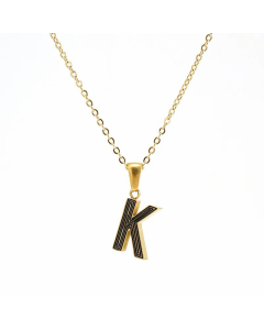 Fashion Striped Letter Stainless Steel Plating Pendant Necklace Colorza