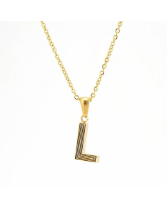 Fashion Striped Letter Stainless Steel Plating Pendant Necklace Colorza
