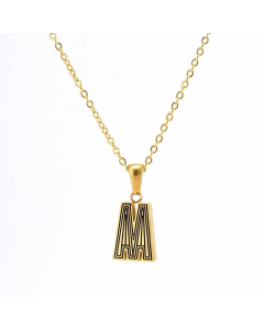 Fashion Striped Letter Stainless Steel Plating Pendant Necklace Colorza