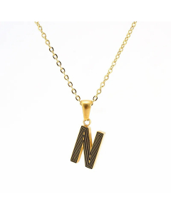 Fashion Striped Letter Stainless Steel Plating Pendant Necklace Colorza