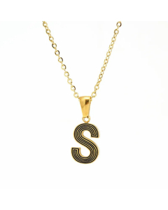 Fashion Striped Letter Stainless Steel Plating Pendant Necklace Colorza