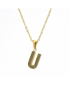 Fashion Striped Letter Stainless Steel Plating Pendant Necklace Colorza
