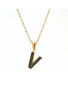 Fashion Striped Letter Stainless Steel Plating Pendant Necklace Colorza