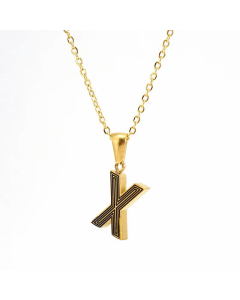 Fashion Striped Letter Stainless Steel Plating Pendant Necklace Colorza