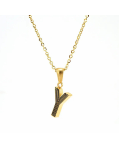 Fashion Striped Letter Stainless Steel Plating Pendant Necklace Colorza