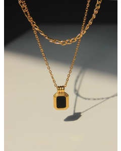 Simple Style Plating Layered Necklaces Geometric Titanium Steel Necklace