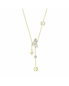 Fashion Tassle Butterfly Titanium Steel Plating Pendant Necklace
