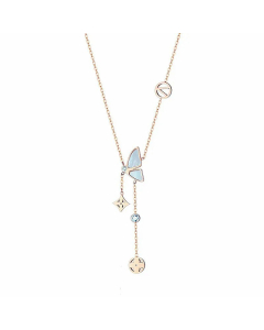 Fashion Tassle Butterfly Titanium Steel Plating Pendant Necklace