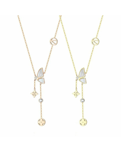 Fashion Tassle Butterfly Titanium Steel Plating Pendant Necklace