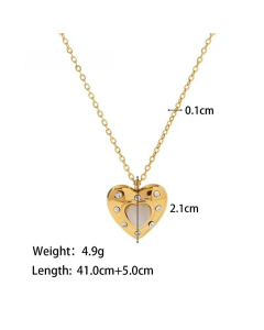 Fashion Heart Shape Pendent Stainless Steel Rhinestones Inlaid Necklace