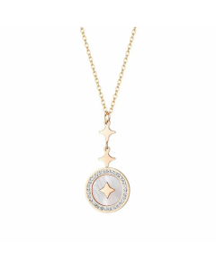 Fashion Round Titanium Steel Pendant Inlaid Zircon Necklace