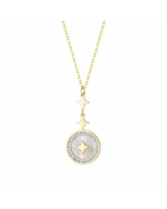 Fashion Round Titanium Steel Pendant Inlaid Zircon Necklace