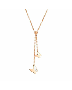 Fashion Butterfly Titanium Steel Pendant Tassle Necklace