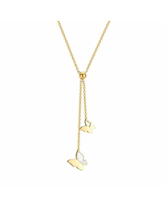 Fashion Butterfly Titanium Steel Pendant Tassle Necklace