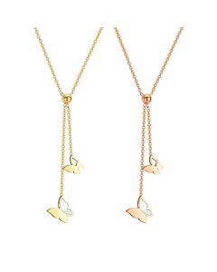 Fashion Butterfly Titanium Steel Pendant Tassle Necklace
