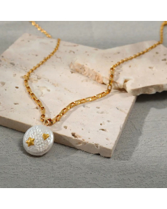 Fashion Concave-Convex Baroque Pearl Pendant Stainless Stell Necklace