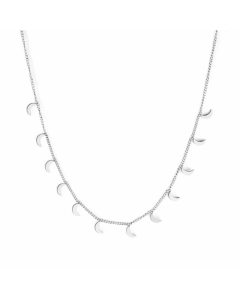 Minimalism Round Star Moon Stainless Steel Plating Necklace Colorza-Steel Color-01