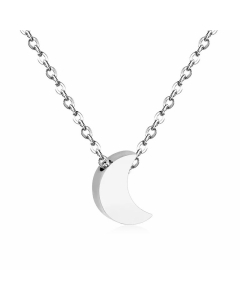 Fashion Star Moon Heart Shape Pendant Stainless Steel Necklace Colorza-Steel Color-01