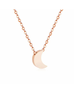 Fashion Star Moon Heart Shape Pendant Stainless Steel Necklace Colorza-Rose Gold Color-01