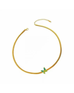 Fashion Enamel Butterfly Choker Titanium Steel Necklace