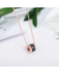 Classic Slim Waist Pendent Titanium Steel Zircon Pendant Necklace