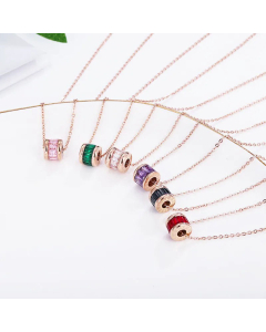 Classic Slim Waist Pendent Titanium Steel Zircon Pendant Necklace