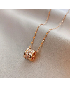 Classic Three-Row Drill Small Waist Titanium Steel Pendant Necklace Colorza