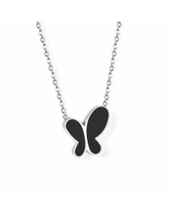 Trendy Butterfly Stainless Steel Pendant Necklace Wholesale-Steel Color-Black