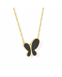 Trendy Butterfly Stainless Steel Pendant Necklace Wholesale-Gold Color-Black