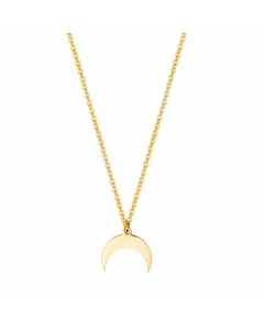 Fashion Plating Inlay Artificial Gemstones Leaf Moon Stainless Steel Pendant Necklace Colorza