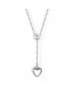Retro Rhinestones Layered Star Moon Heart Shape Stainless Steel Necklaces-Steel Color-01