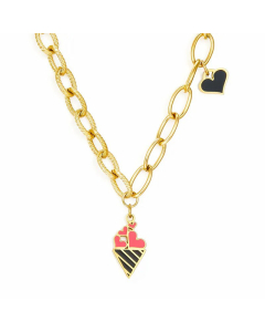 Fashion Irregular Ice Cream Heart Shape Stainless Steel Plating Pendant Necklace-Gold Color-01