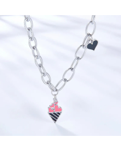 Fashion Irregular Ice Cream Heart Shape Stainless Steel Plating Pendant Necklace-Steel Color-01
