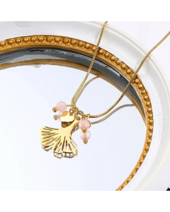 Elegant Plating Ginkgo Leaf Titanium Steel Pendant Necklace Colorza