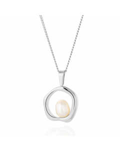 Fashion Geometric Titanium Steel Plating Inlay Pearl Pendant Necklace Colorza