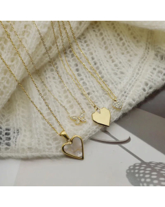 Fashion Plating Inlay Artificial Diamond Heart Shape Butterfly Titanium Steel Pendant Necklace Colorza