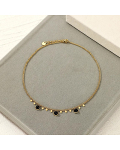 Fashion Round Stainless Steel Plating Blace Natural Stone Necklace Colorza