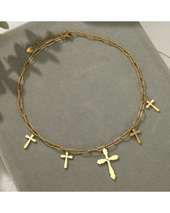 INS Style Plating Cross Stainless Steel Pendant Necklace Colorza