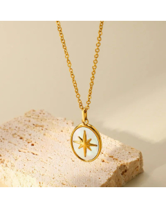 Fashion Plating Oval Titanium Steel Pendant Necklace Colorza