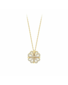 Refined Heart Shape Flower Titanium Steel Rhinestones Pendant Necklace