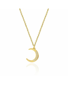 Simple Style Plating Inlay Artificial Diamond Moon Titanium Steel Pendant Necklace Colorza