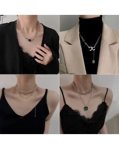 Fashion Plating Layered Heart Shape Snake Titanium Steel Necklaces Pendant Necklace Colorza