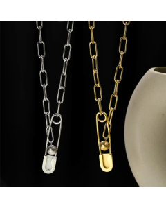 Fashion Solid Color Pin Stainless Steel Plating Necklace Colorza