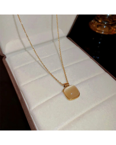 Elegant Plating Resin Square Pendent Titanium Steel Necklace Colorza