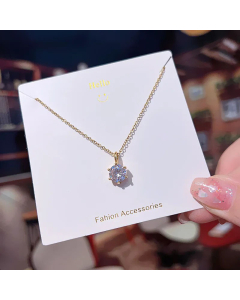 Fashion Bow Knot Key Flower Pendent Zircon Inlaid Titanium Steel Necklace Colorza