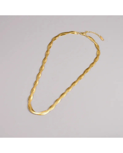 Two-Strand Woven Crisscross Chain like Flat Snake Titanium Steel Plating Necklace Colorza