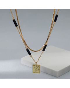 Fashion Gold Plated Layered Star Moon Snake Stainless Steel Natural Stone Necklaces Colorza